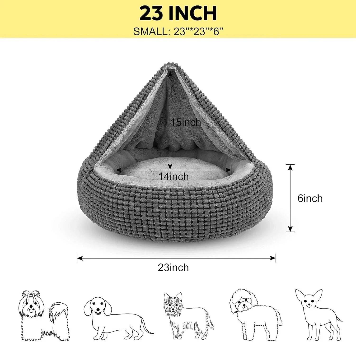 Small Dog Bed with Attached Blanket, Cozy Donut Cuddler Anti-Anxiety 07FC0E-D4 - KOEEK [2]