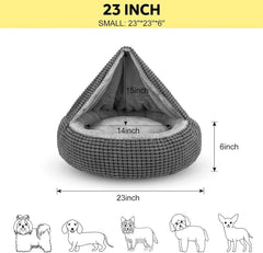 Small Dog Bed with Attached Blanket, Cozy Donut Cuddler Anti-Anxiety 07FC0E-D4 - KOEEK [2]