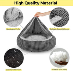 Small Dog Bed with Attached Blanket, Cozy Donut Cuddler Anti-Anxiety 07FC0E-D4 - KOEEK [3]