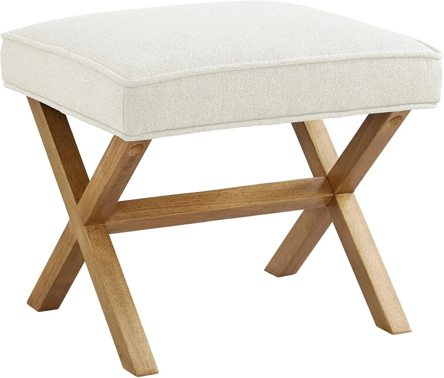 Small Ottoman Footrest, Mid-Century Modern X Square Footstool, Ivory Blue 07FC0E-D4 - KOEEK [1]