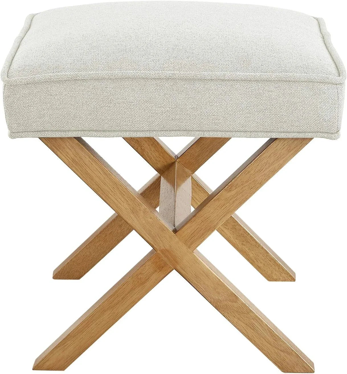 Small Ottoman Footrest, Mid-Century Modern X Square Footstool, Ivory Blue 07FC0E-D4 - KOEEK [2]