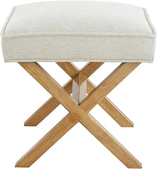 Small Ottoman Footrest, Mid-Century Modern X Square Footstool, Ivory Blue 07FC0E-D4 - KOEEK [2]