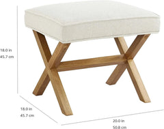 Small Ottoman Footrest, Mid-Century Modern X Square Footstool, Ivory Blue 07FC0E-D4 - KOEEK [4]
