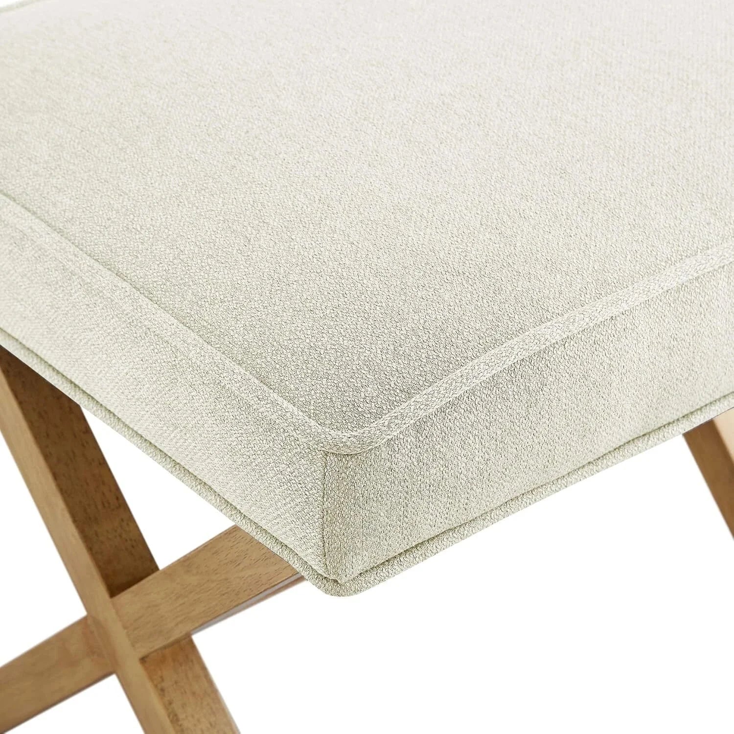 Small Ottoman Footrest, Mid-Century Modern X Square Footstool, Ivory Blue 07FC0E-D4 - KOEEK [5]