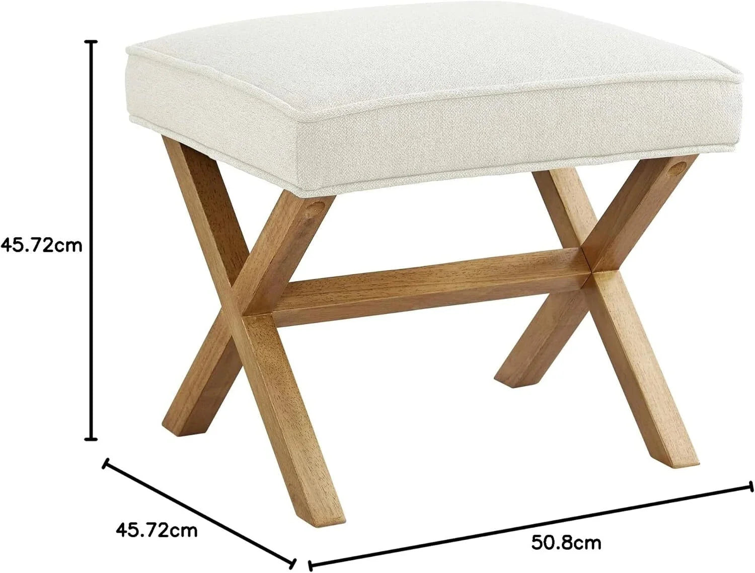Small Ottoman Footrest, Mid-Century Modern X Square Footstool, Ivory Blue 07FC0E-D4 - KOEEK [7]