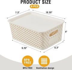 Small plastic twill storage basket,set of 6,dimensions:10.35 x 7.3 x 4.09 inches 07FC0E-D4 - KOEEK [2]