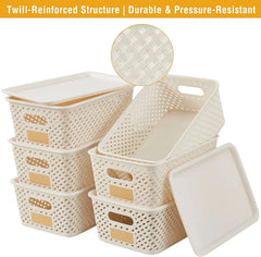 Small plastic twill storage basket,set of 6,dimensions:10.35 x 7.3 x 4.09 inches 07FC0E-D4 - KOEEK [4]
