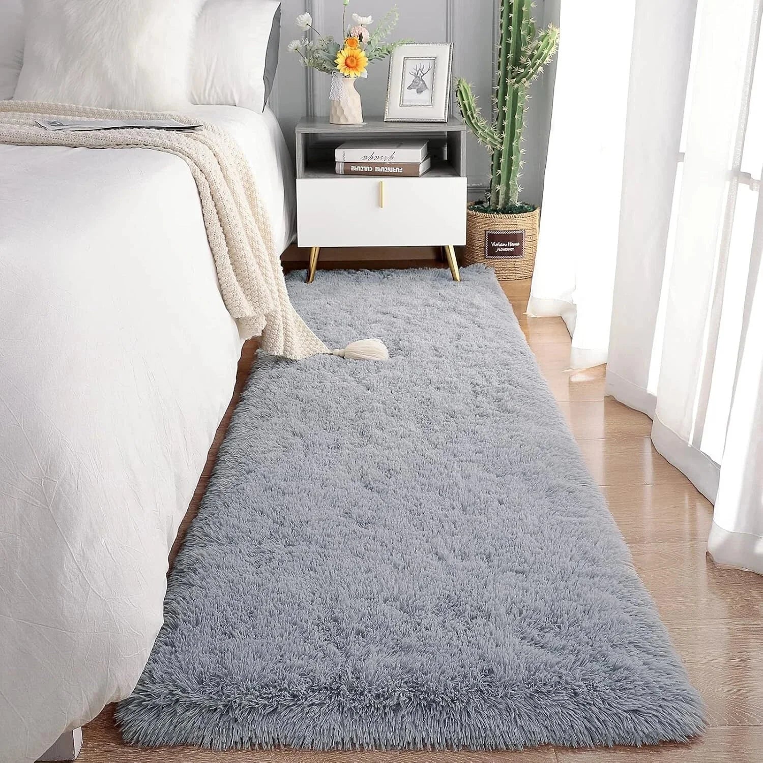 Soft Runner Rugs for Bedroom Living Room Plush Fluffy Rug 2x6 Feet, Shag Furry 07FC0E-D4 - KOEEK [2]
