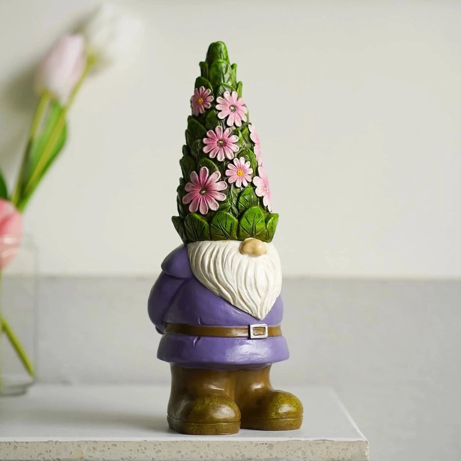 Solar Garden Outdoor Statue Gnome with Succulents and 7 LED Lights 07FC0E-D4 - KOEEK [1]