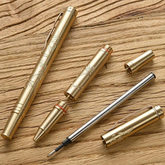 Solid Brass Ball Pen Signature Pen Perfect for Outdoor Pocket Office Stationery 07FC0E-D4 - KOEEK [4]