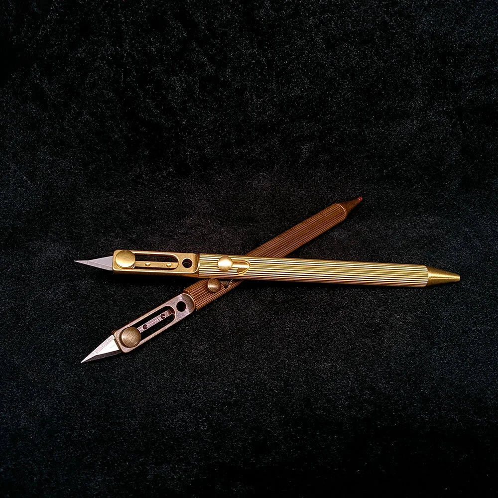 Solid Brass Bolt Action Ball Point Quality Pen Copper Art Craft Pocket EDC Gift2 07FC0E-D4 - KOEEK [6]