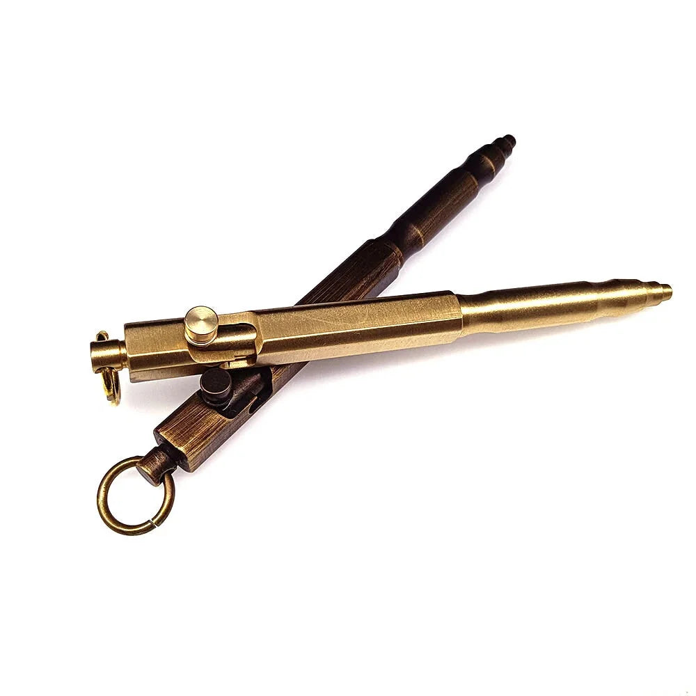 Solid Brass Bolt Action Ball Point Quality Pen Copper Art Craft Pocket EDC Gift2 07FC0E-D4 - KOEEK [8]