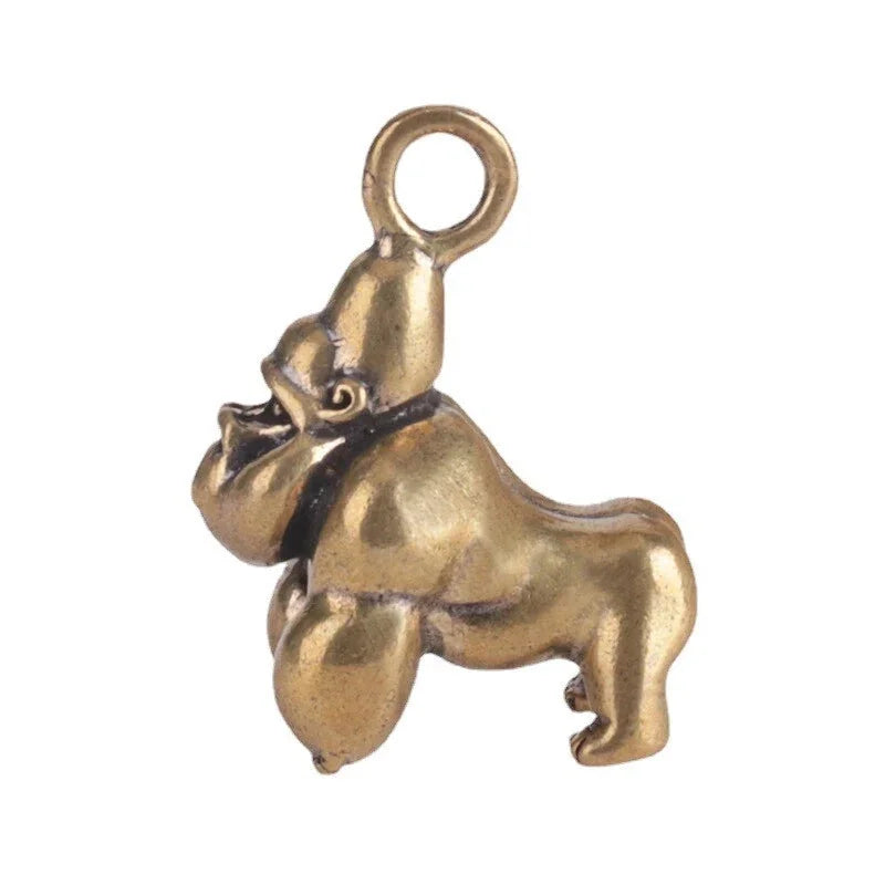 Solid Brass Gorilla King Kong Metal Gold Pendant Men's Keychain Key Ring Charms 07FC0E-D4 - KOEEK [5]