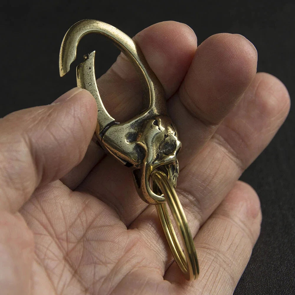 Solid Brass Skull KeyChain Keyring Split Ring Punk GH692 07FC0E-D4 - KOEEK [10]