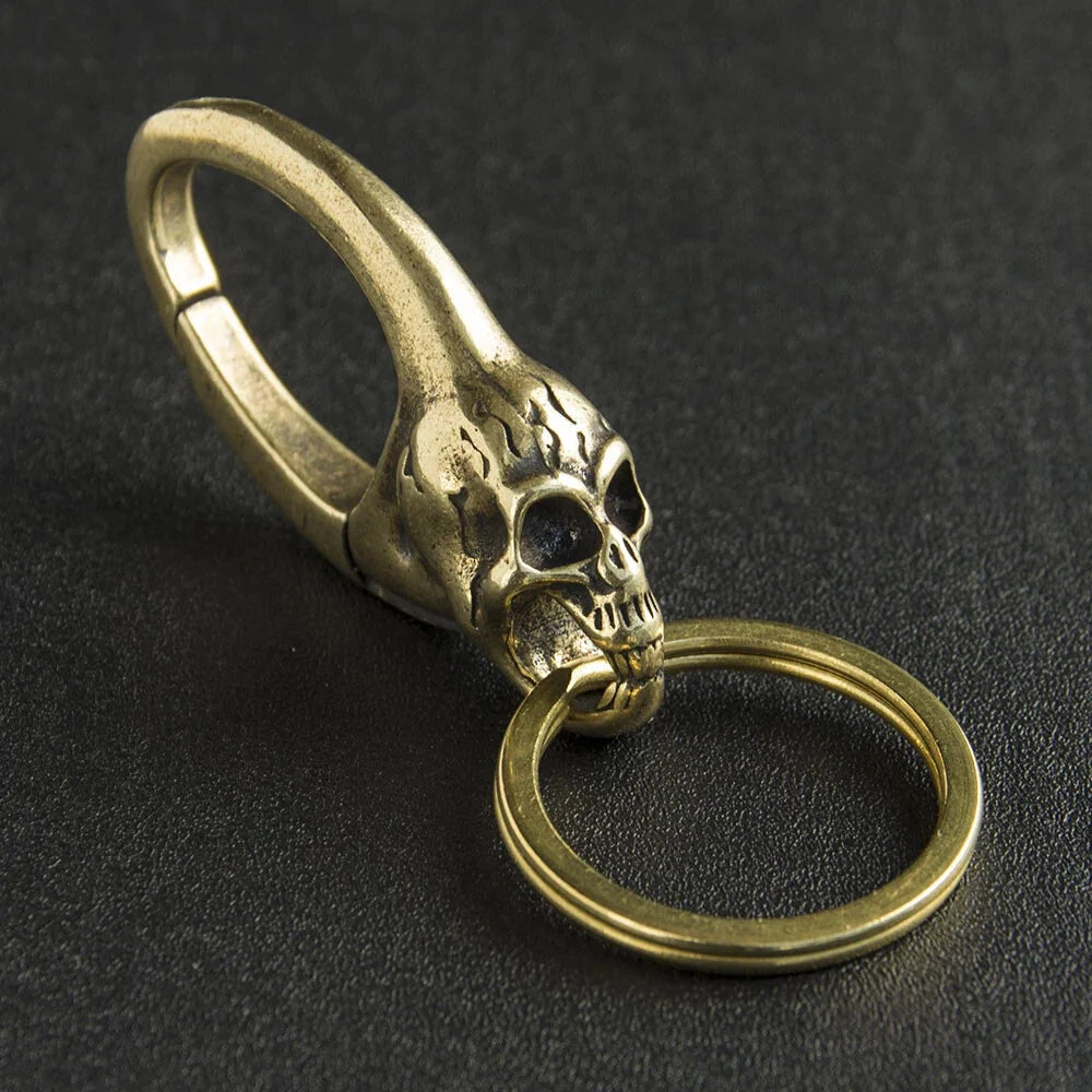 Solid Brass Skull KeyChain Keyring Split Ring Punk GH692 07FC0E-D4 - KOEEK [6]