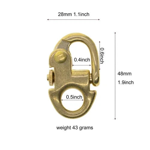 Solid Brass Sweden Snap Pull Lock Carabiner Hook Quick Release Key Chain Fob 07FC0E-D4 - KOEEK [3]