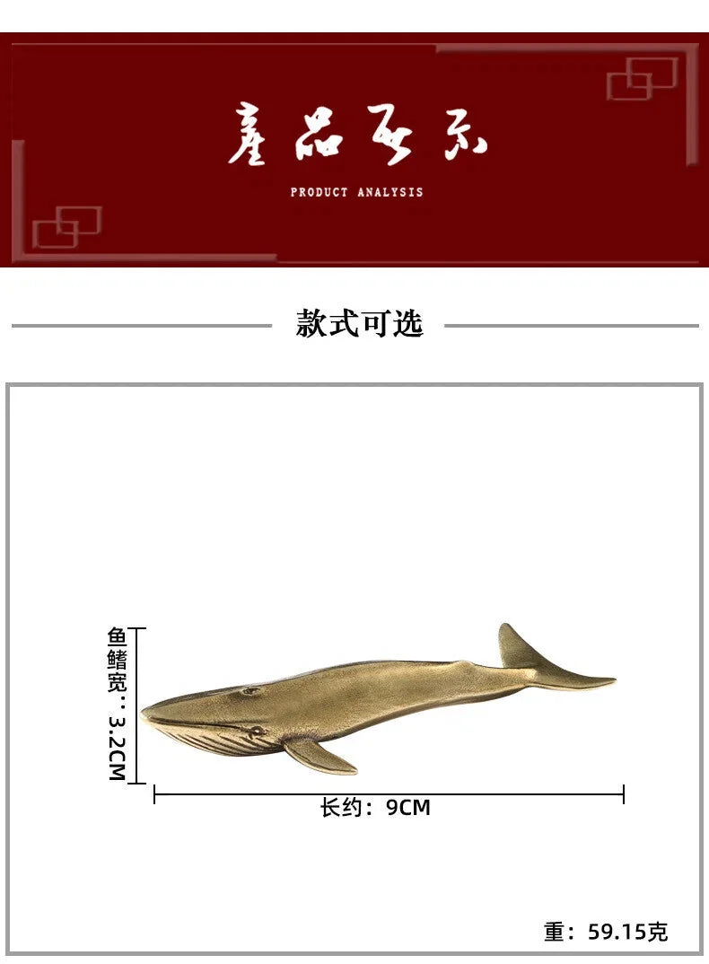 Solid Brass Whale Figurine Small Statue Home Ornament Figurines Collectibles Toy 07FC0E-D4 - KOEEK [6]