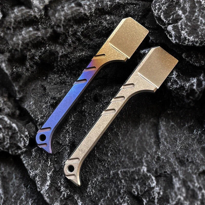 Solid Titanium Pry Bar Crowbar Outdoor Travel EDC Multi Tool Unpack Box Keychain 07FC0E-D4 - KOEEK [2]