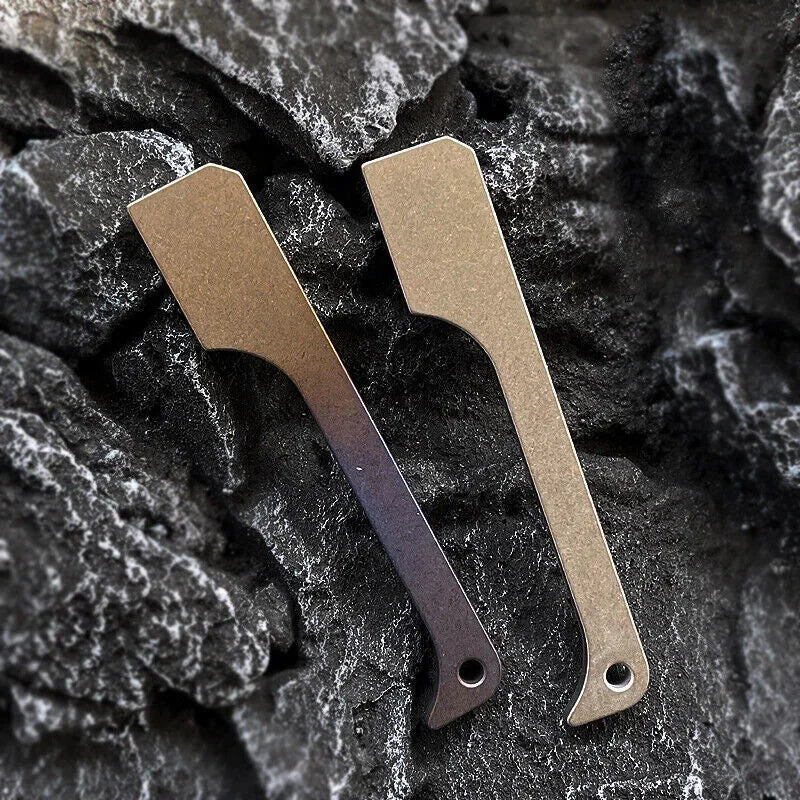 Solid Titanium Pry Bar Crowbar Outdoor Travel EDC Multi Tool Unpack Box Keychain 07FC0E-D4 - KOEEK [4]