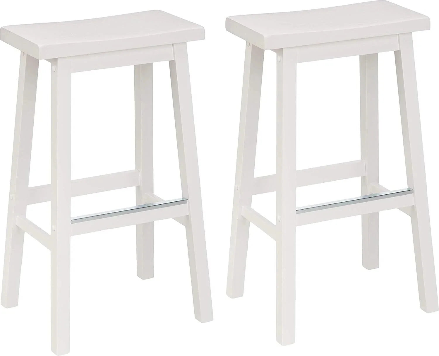 Solid Wood Saddle Seat Kitchen Island Counter Bar Stools White - Set of 2 07FC0E-D4 - KOEEK [1]