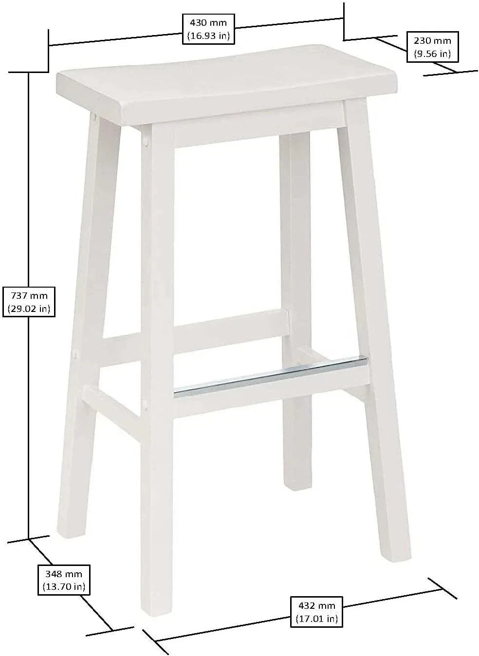 Solid Wood Saddle Seat Kitchen Island Counter Bar Stools White - Set of 2 07FC0E-D4 - KOEEK [4]