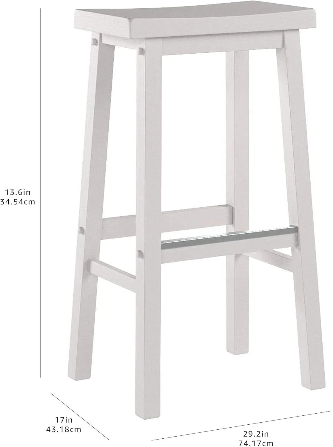 Solid Wood Saddle Seat Kitchen Island Counter Bar Stools White - Set of 2 07FC0E-D4 - KOEEK [8]