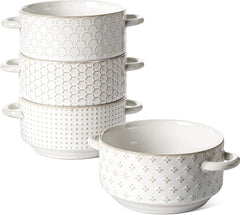 Soup Bowls with Handles, 20 oz French Onion Soup Can, Set of 4, Arctic White 07FC0E-D4 - KOEEK [1]