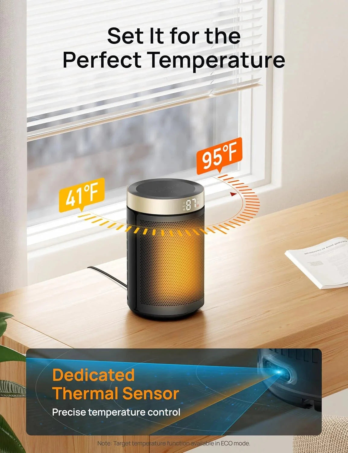 Space heater, portable electric heater for indoor use with thermostat 07FC0E-D4 - KOEEK [6]