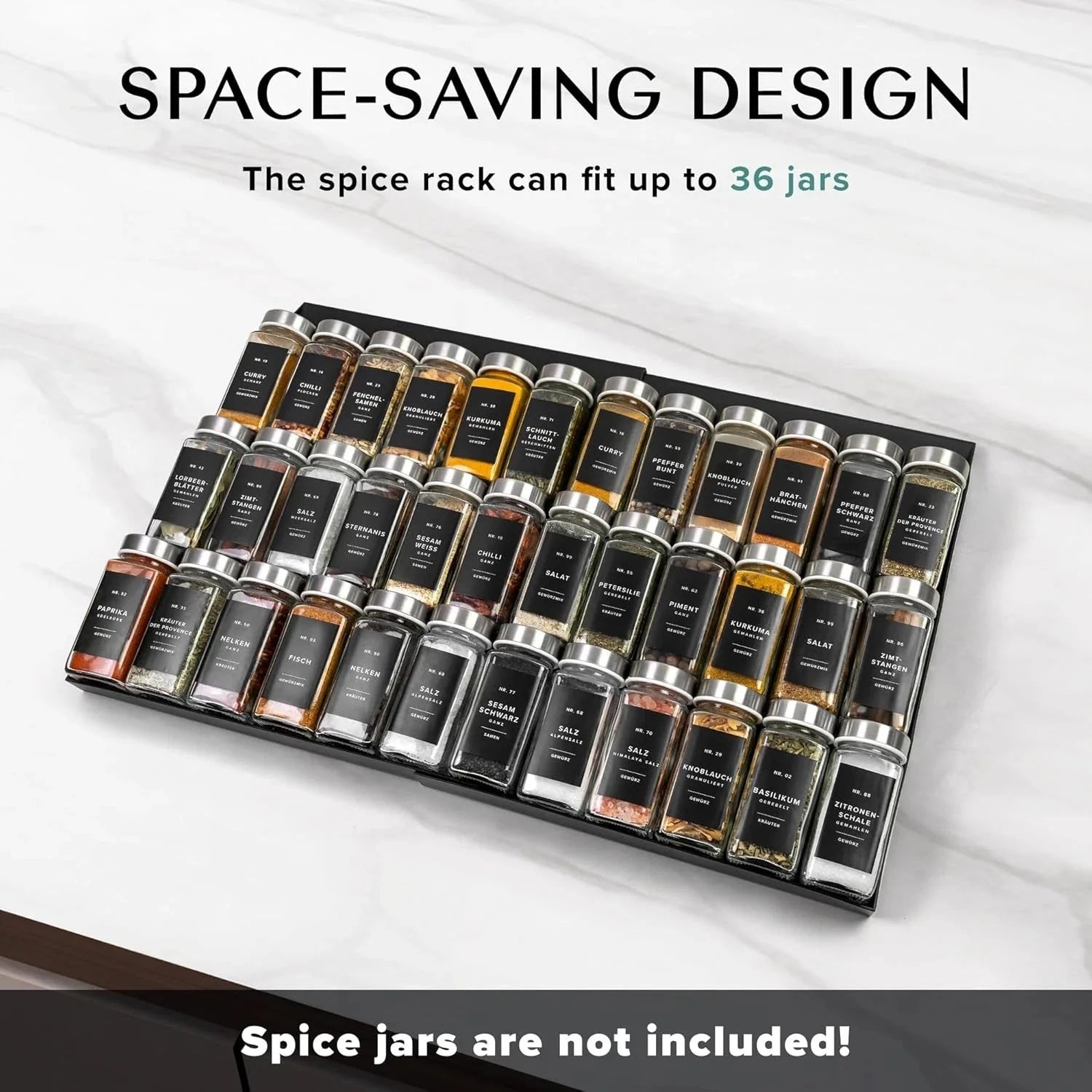 Spice Drawer Organizer - Expandable Spice Rack for Drawer, Black Seasoning 07FC0E-D4 - KOEEK [4]