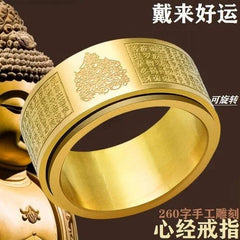 Spinning Zodiac Ring Buddhist Guardian Deity Rotatable Titanium Steel Band Men 07FC0E-D4 - KOEEK [4]