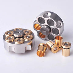 Stainless Steel Revolver Finger Spinner Hand Fidget EDC Pocket Toy Brass Bullets 07FC0E-D4 - KOEEK [2]