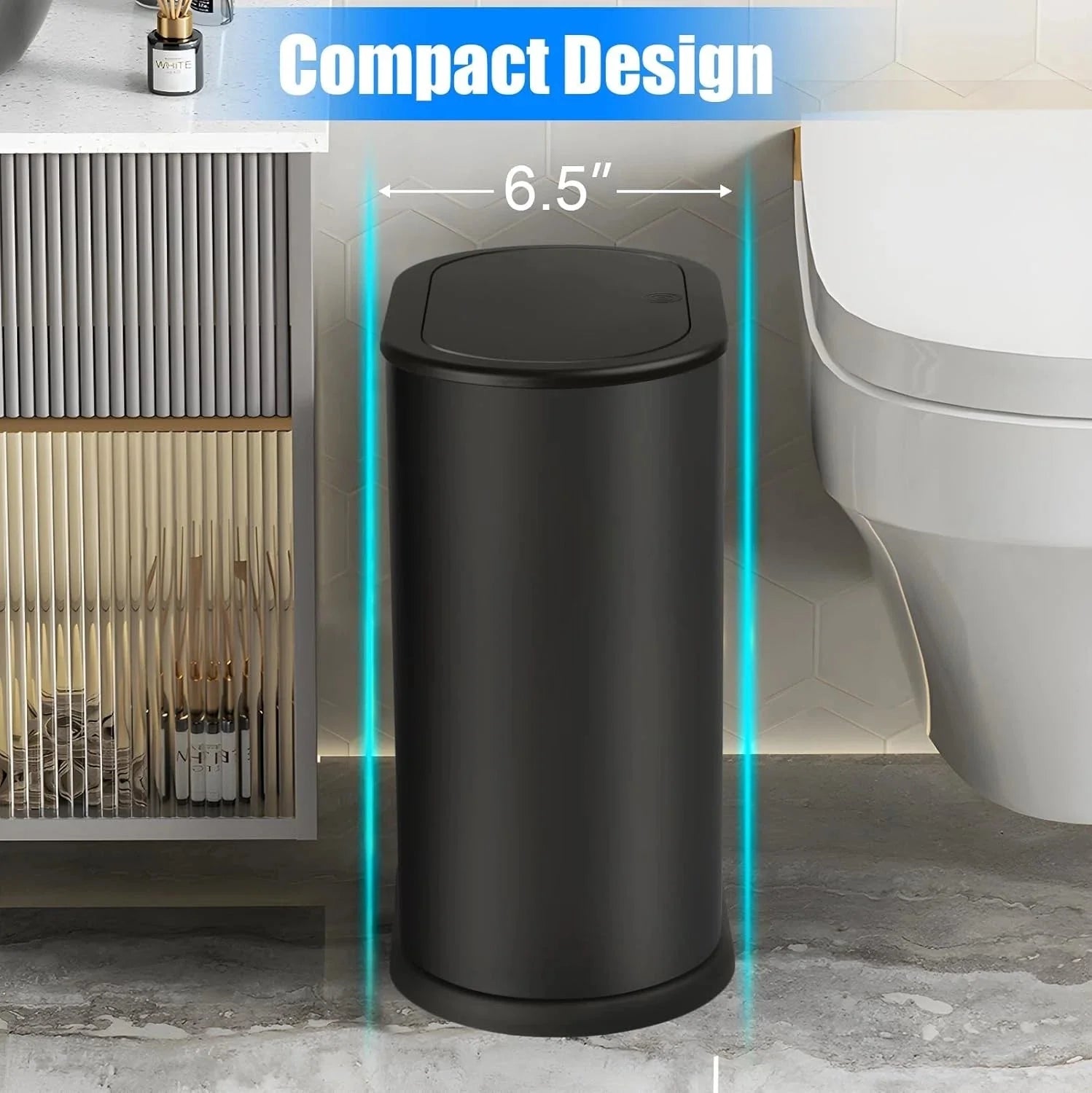 Stainless steel bathroom trash can 1.8 gallon small trash can 07FC0E-D4 - KOEEK [2]