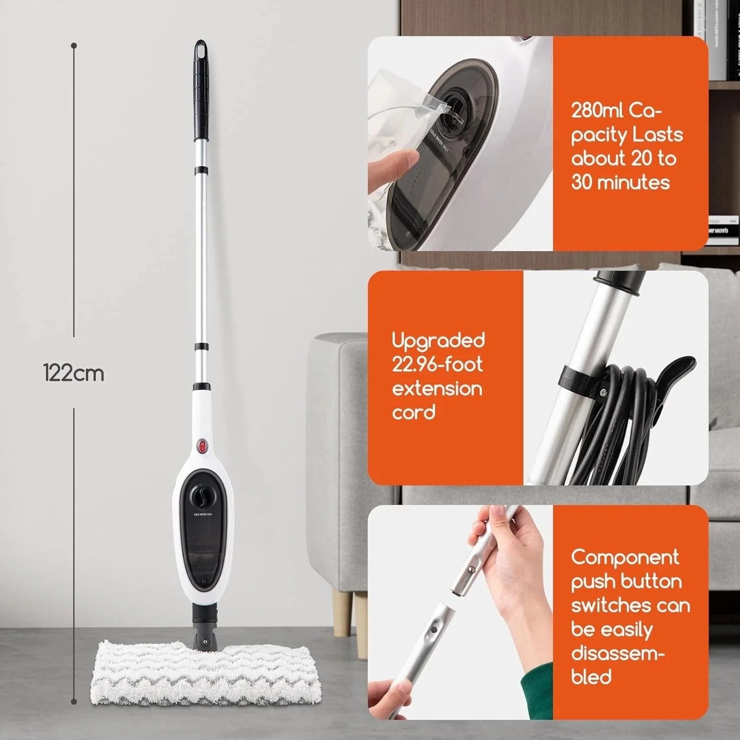 Steam mop, specially designed for floor cleaning 07FC0E-D4 - KOEEK [8]