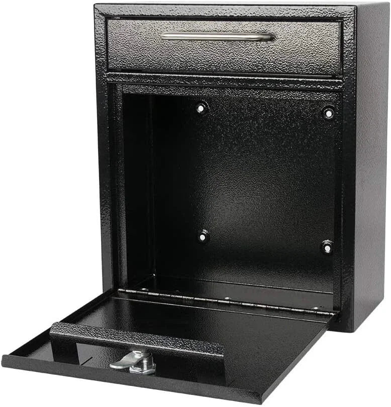 Steel Key Lock Outdoor Mailbox, Locking Wall Mounted Mailbox, Large Black 07FC0E-D4 - KOEEK [1]