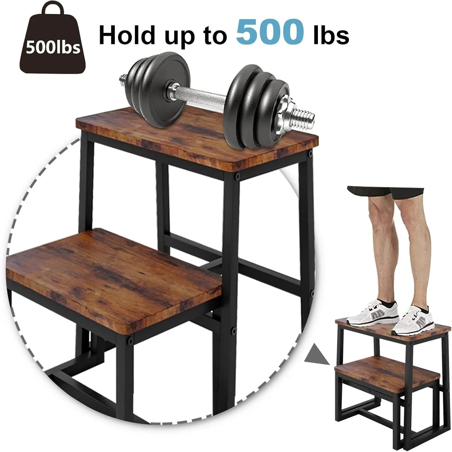 Step stool for adults and children, with a weight capacity of up to 500 pounds. 07FC0E-D4 - KOEEK [4]