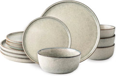 Stoare Dinnerware Set for 4,Round Reaction Glazed Ceramic Plate and Bowl Set 07FC0E-D4 - KOEEK [1]