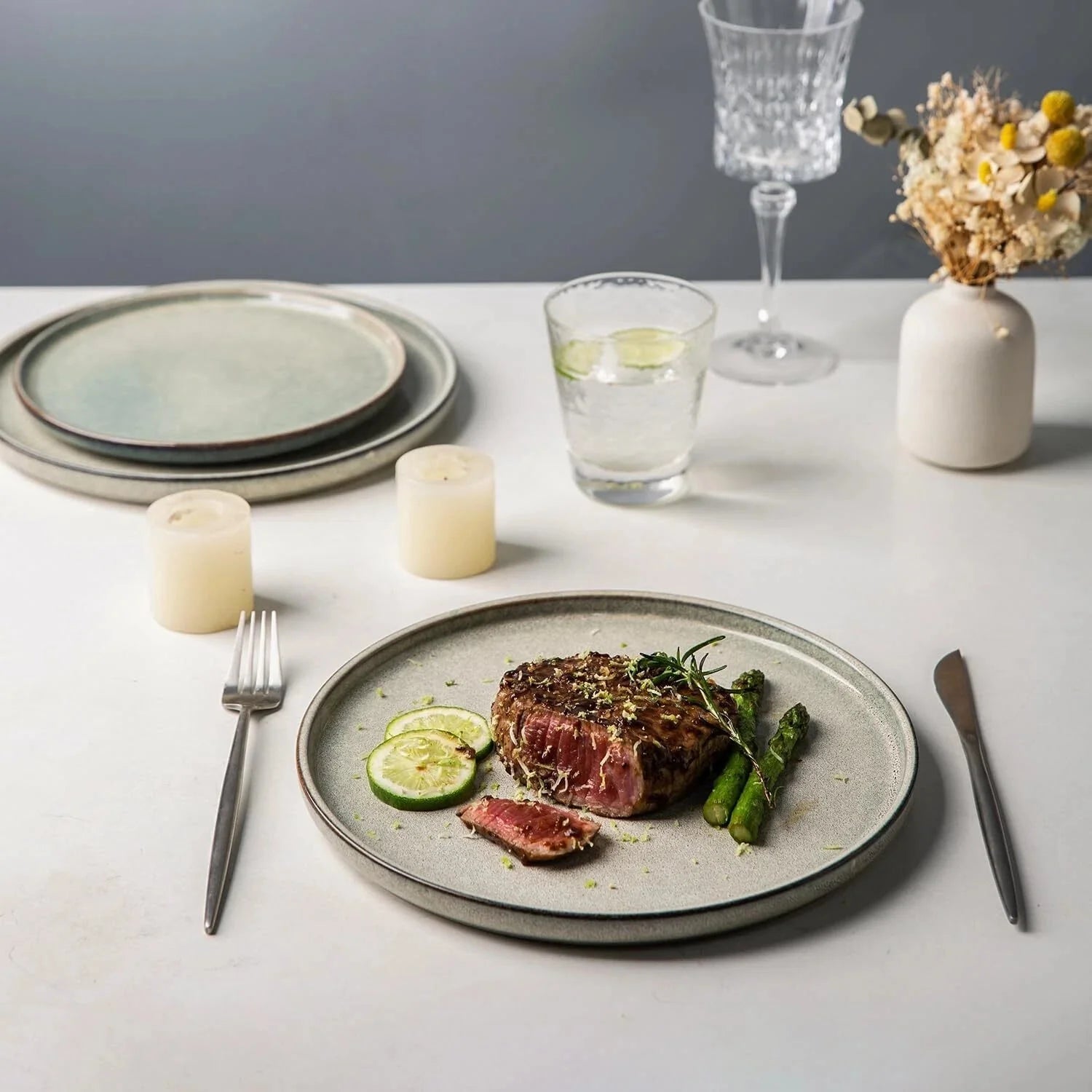 Stoare Dinnerware Set for 4,Round Reaction Glazed Ceramic Plate and Bowl Set 07FC0E-D4 - KOEEK [4]