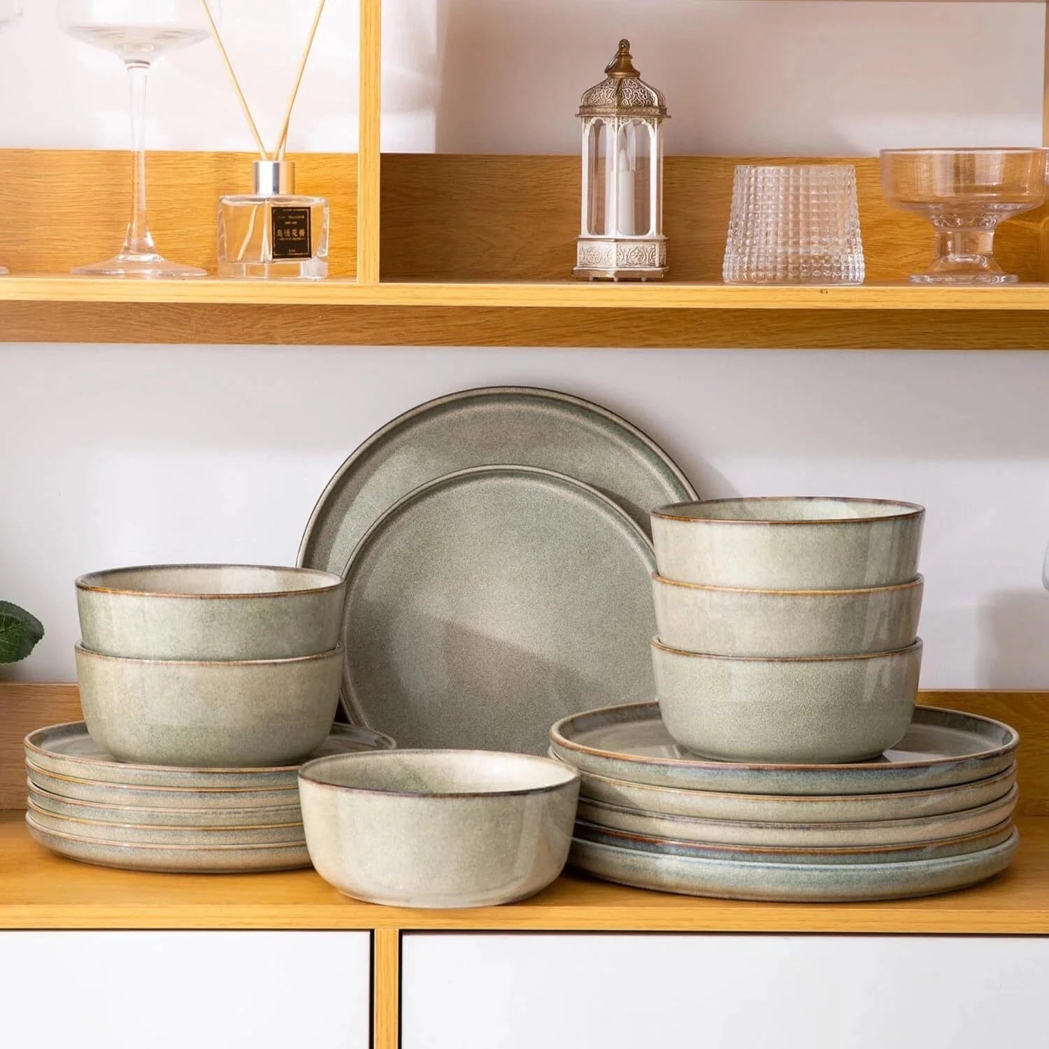 Stoare Dinnerware Set for 4,Round Reaction Glazed Ceramic Plate and Bowl Set 07FC0E-D4 - KOEEK [7]
