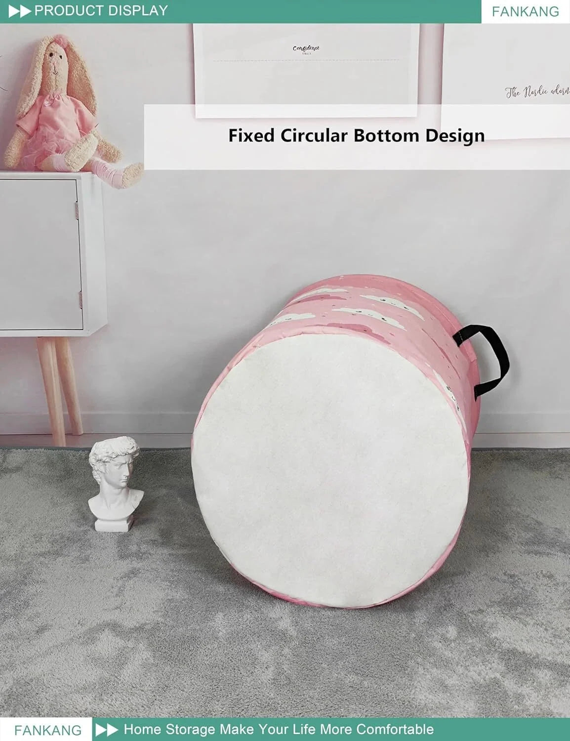 Storage Basket, Nursery Hamper Canvas Laundry Basket Foldable with Waterproof PE 07FC0E-D4 - KOEEK [8]