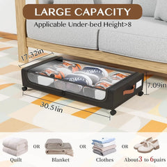 Storage cabinet under bed with wheels, transparent lid and handle 07FC0E-D4 - KOEEK [3]