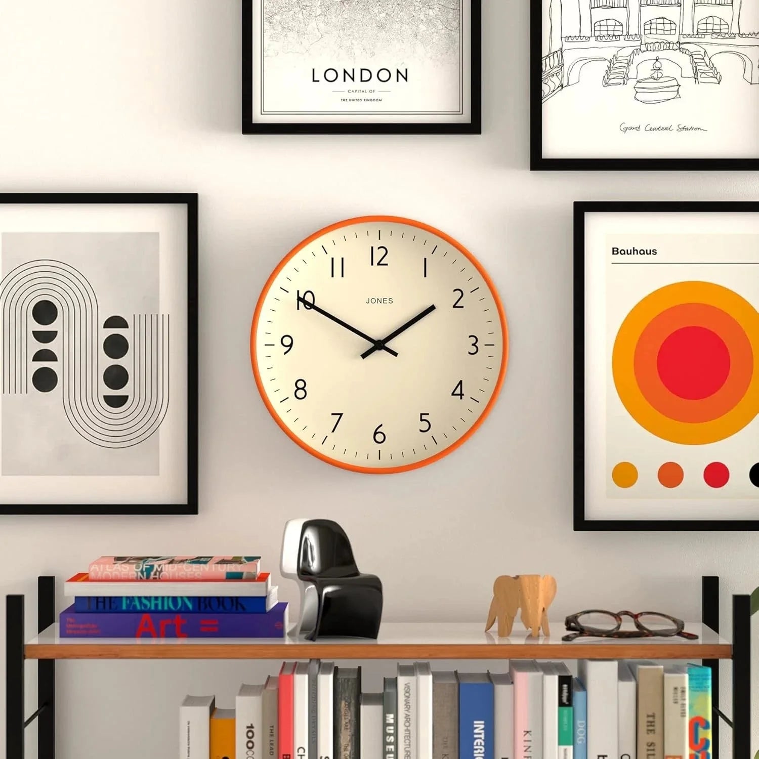 Studio Clock | Modern Round Wall Clock | 12 inch | Orange | Easy to Read Numbers 07FC0E-D4 - KOEEK [3]