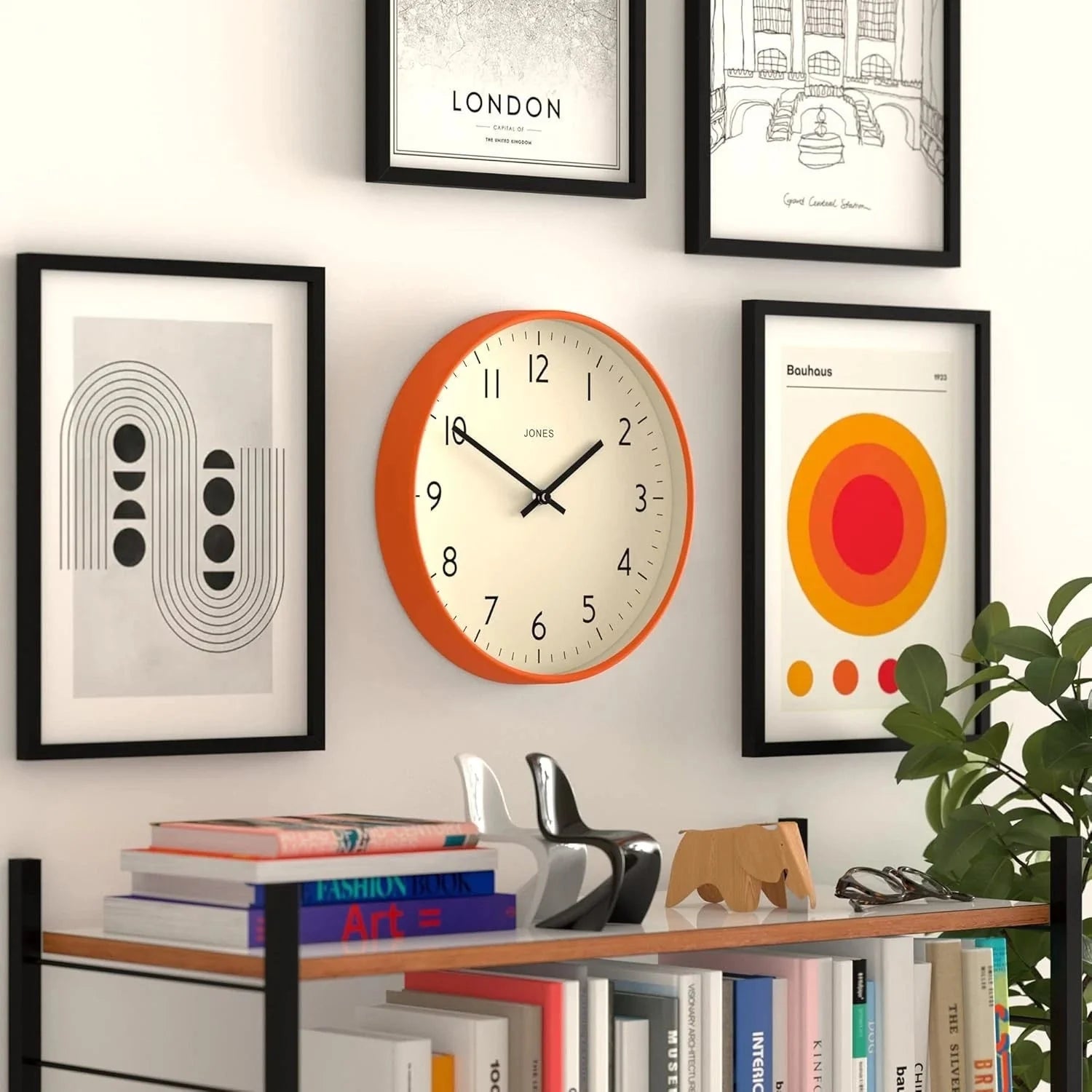 Studio Clock | Modern Round Wall Clock | 12 inch | Orange | Easy to Read Numbers 07FC0E-D4 - KOEEK [4]