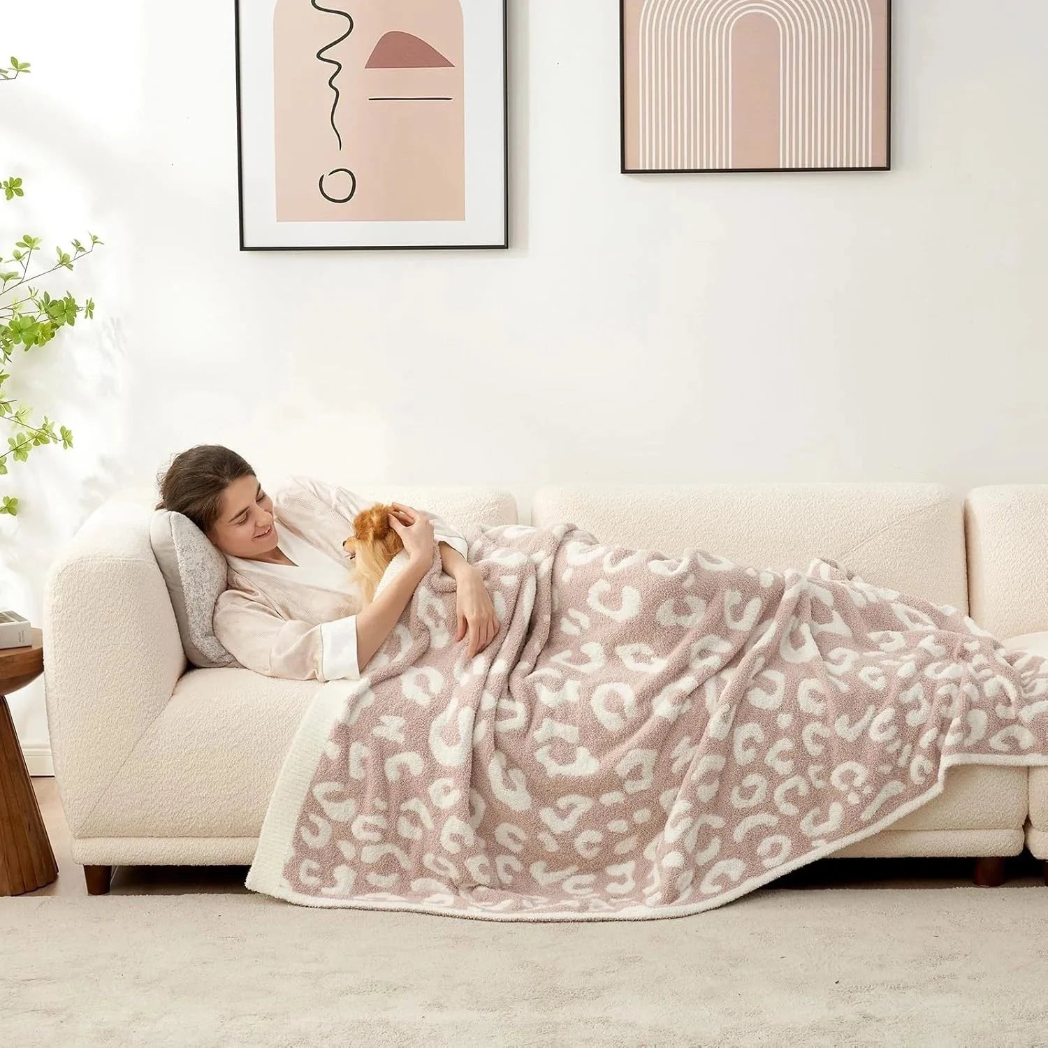 Super soft beige leopard print blanket Double size Dimensions: 60x80 inches 07FC0E-D4 - KOEEK [1]