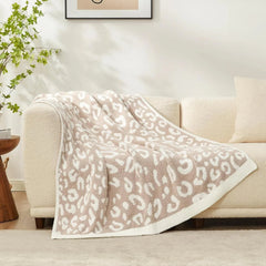 Super soft beige leopard print blanket Double size Dimensions: 60x80 inches 07FC0E-D4 - KOEEK [2]