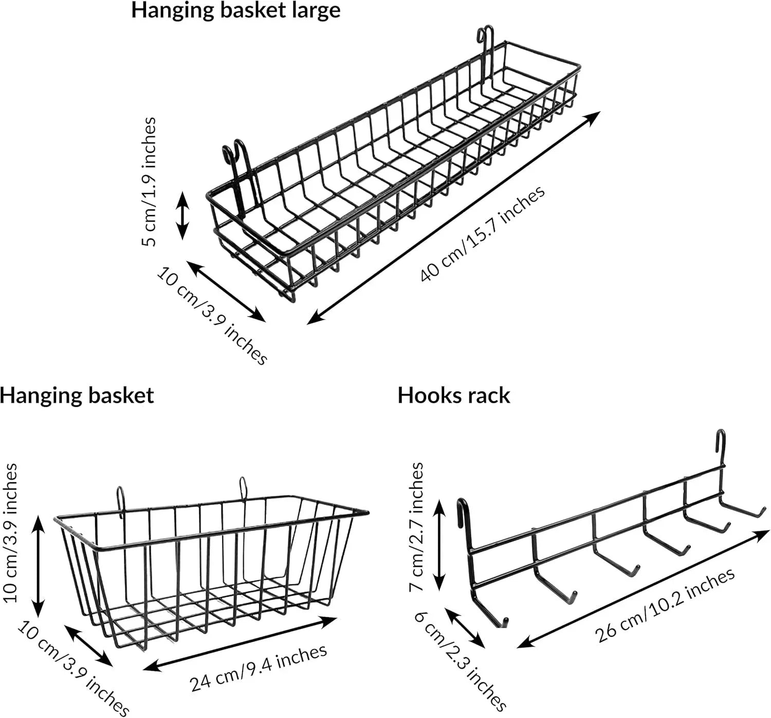 Suspended basket and hook rack | Wall grid accessories 07FC0E-D4 - KOEEK [3]