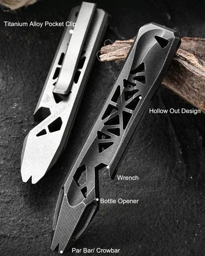 TWOSUN Titanium Alloy Hollow Out Pry Bar Crowbar Opener Pocket EDC Multi Tools 07FC0E-D4 - KOEEK [5]