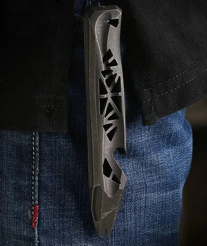 TWOSUN Titanium Alloy Hollow Out Pry Bar Crowbar Opener Pocket EDC Multi Tools 07FC0E-D4 - KOEEK [7]