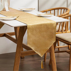 Table Runner with Tassels Machine Washable Luxury Home Decorative Dresser Scarve 07FC0E-D4 - KOEEK [1]