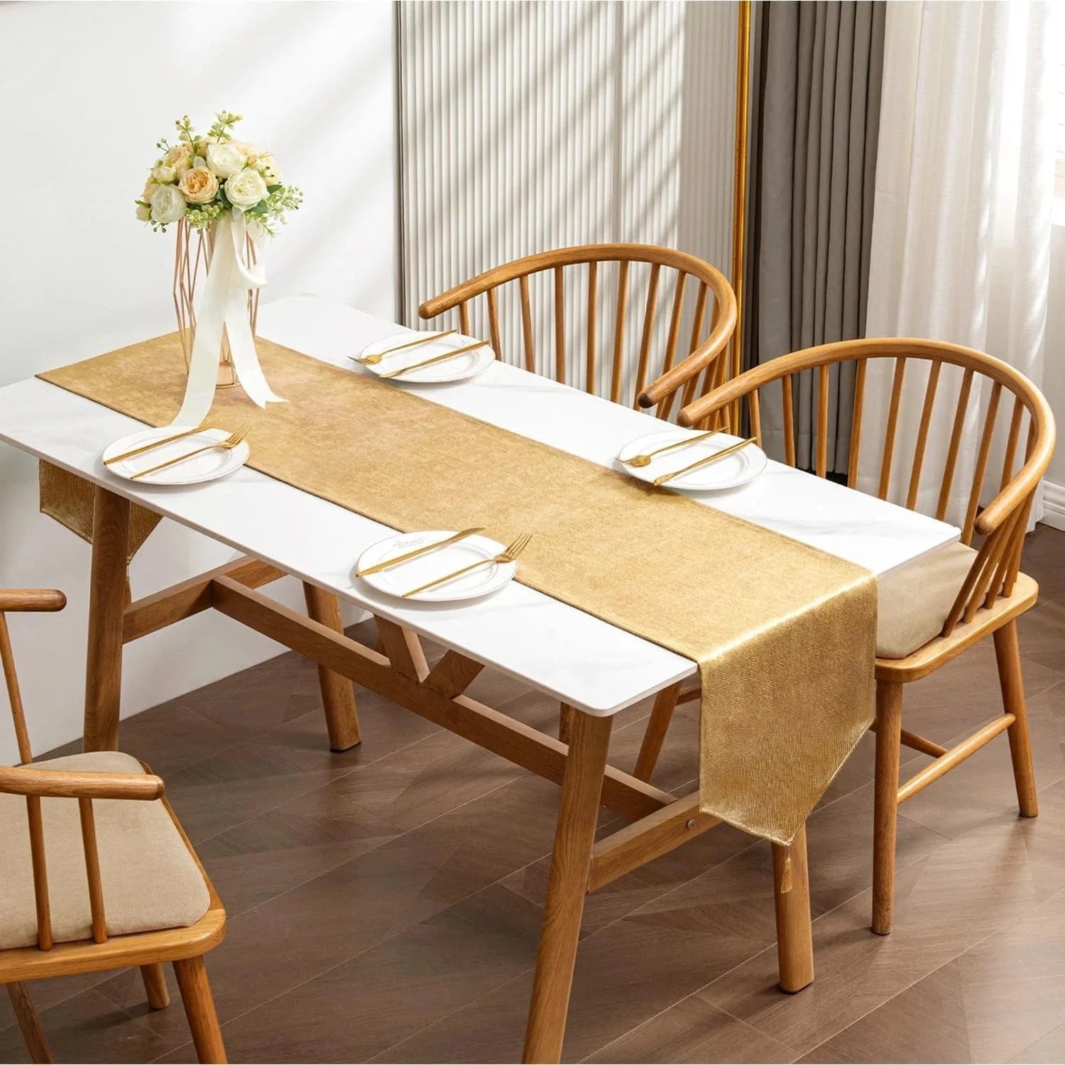 Table Runner with Tassels Machine Washable Luxury Home Decorative Dresser Scarve 07FC0E-D4 - KOEEK [5]