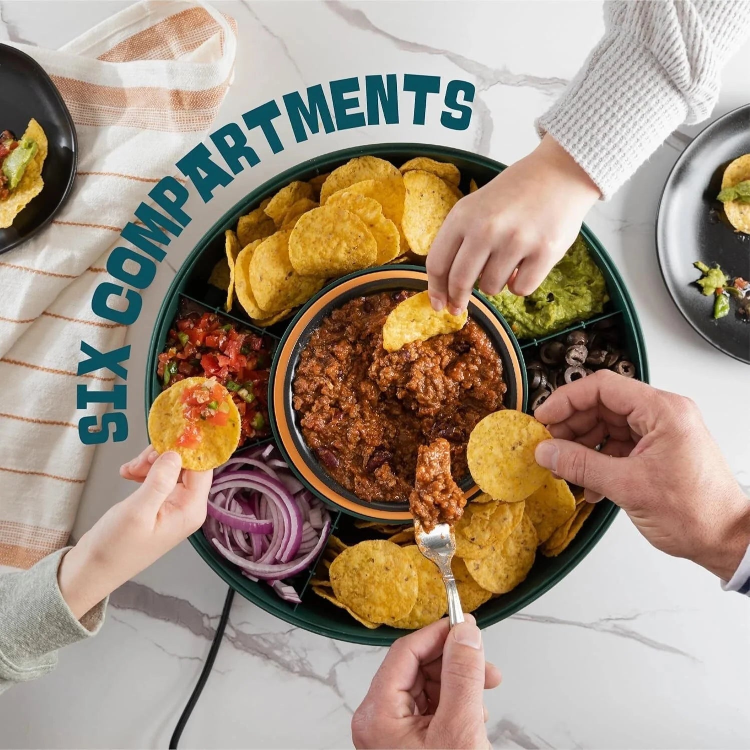 Taco Bar Serving Set for a Party - 30oz Heated Pot, 4 Taco Holders, &Detachable 07FC0E-D4 - KOEEK [3]